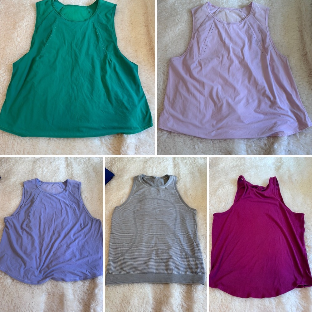 Lululemon tank top bundle. Includes 5 tanks - size 8